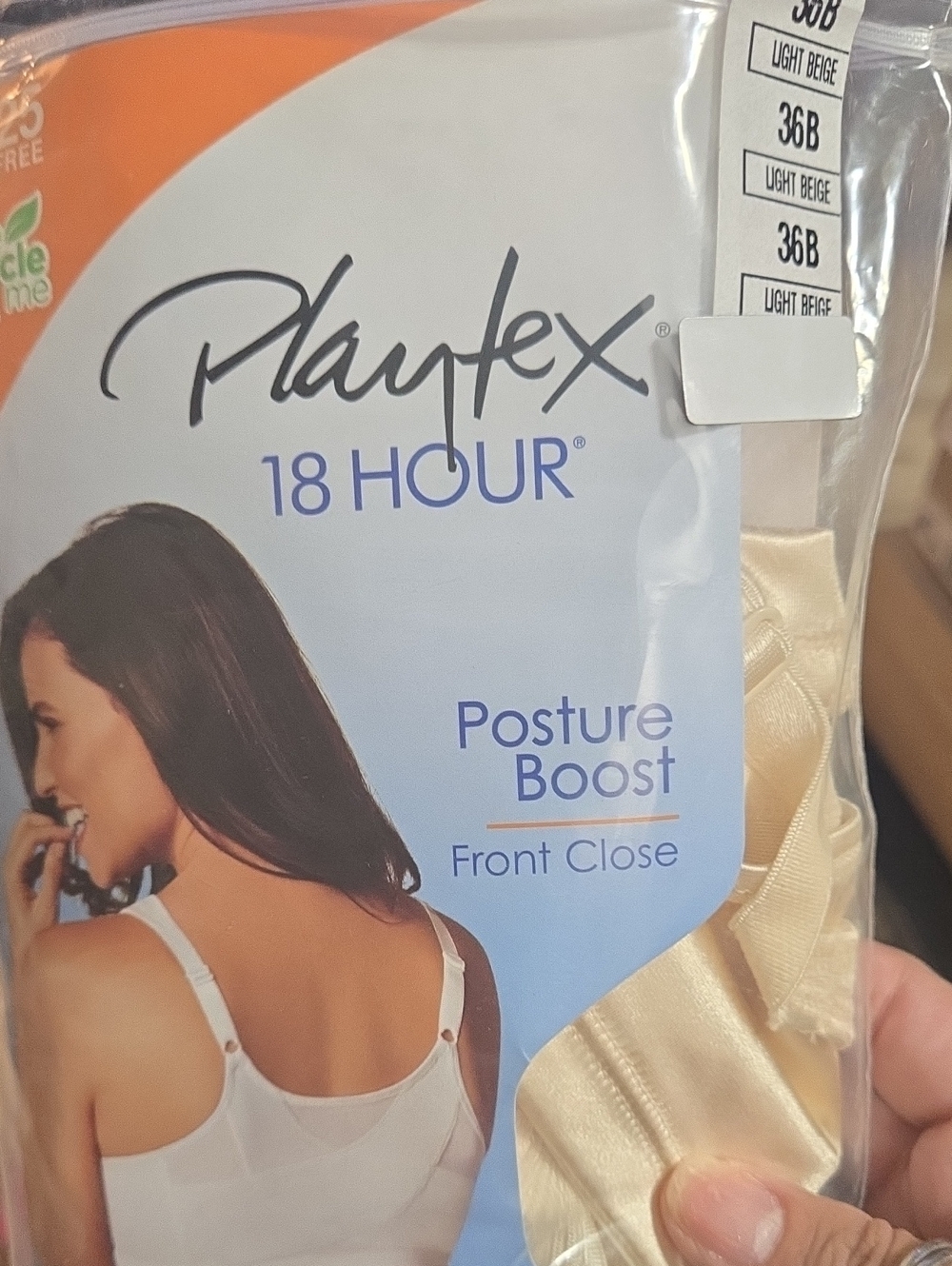 Playtex Posture Boost 18 Hour Front Close Bra in Light Beige